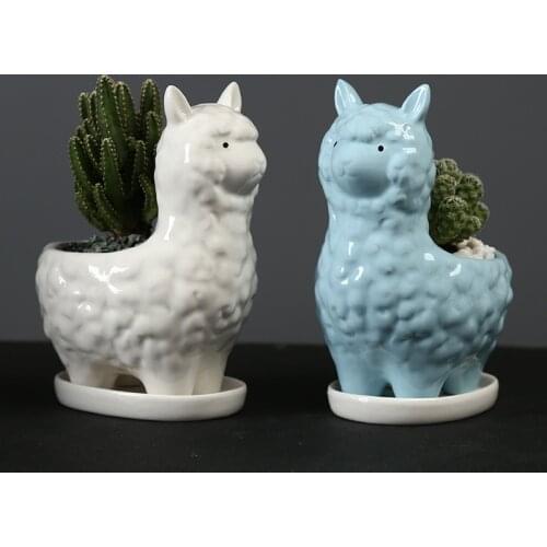 Cute Sheep Statue Flowerpot Fleshy Succulent Planter Pot Container Cactus Mini Bonsai Plants Pots for Home Garden Decoration