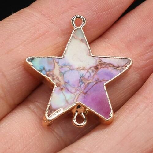 Natural Gem Cute Elegant Charm Emperor Stone Five-pointed Star Connector Pendant DIY Necklace Bracelet Earrings Making 23x25mm