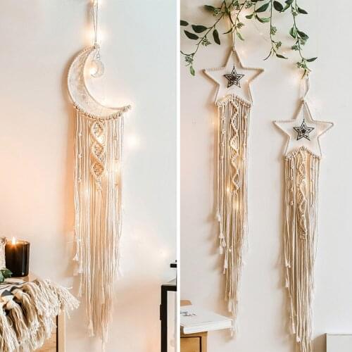 Nordic Moon Star Handmade Dream Catcher Wall Hanging Craft Bedroom Decoration Dreamcatcher Ornaments Kids Room Nursery Gifts