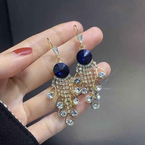 2021 new long tassel retro earrings high sense fashion earrings pendant personality earrings women versatile zircon earrings