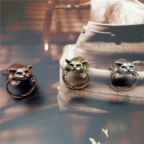 Elfin New Vintage Adjustable Sleeping Cat Rings For Women Men Cat Jewelry Lazy Cat Ring World of Warcraft