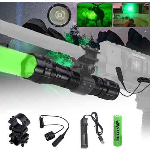 Hunting Light LED Tactical Flashlight Torch+Remote Pressure Switch +18650 Battery+Mount+Charger