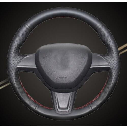 Car Braid On The Steering Wheel Cover for Skoda Yeti 2014 2015 2016 Rapid 2015 Auto Wheel Cover Interior Accessory Car-styling