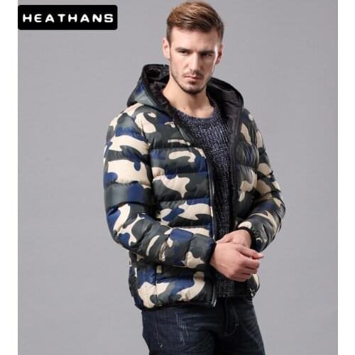 Autumn Winter Mens Hooded Camouflage Striped Parkas Male Down Jacket Slim Cotton Padded Coat Men Green Red Warm Outerwear Coats
