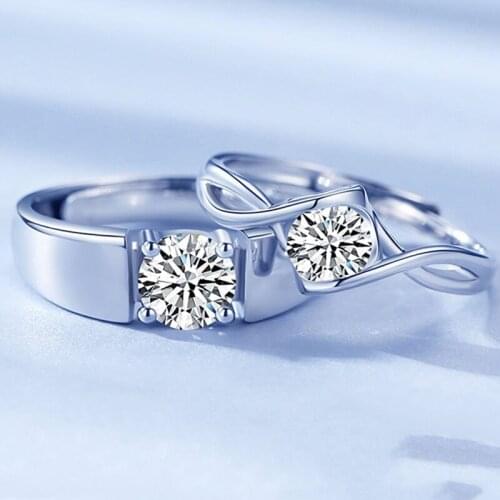 Couple Ring Real 925 Sterling Silver Engagement Wedding Party Luxury Elegant Unique Cute Romantic Exquisite Male Female Models