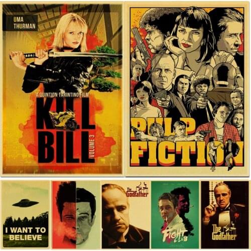 Classic Movie Fight Club/Pulp Fiction/Edward Scissorhands/Kill Bill Poster Wall Stickers For Living Room Home Decoration