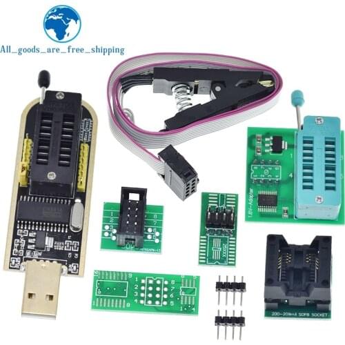 TZT CH341A 24 25 Series EEPROM Flash BIOS USB Programmer Module + SOIC8 SOP8 Test Clip For EEPROM 93CXX / 25CXX / 24CXX DIY KIT
