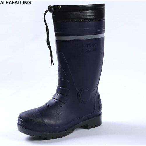 Aleafalling Workshop Rain Boots Thicken Warm Waterproof Labor Rubber Reflective Strip Men Shoes Knee High Marture PVC Boots M81
