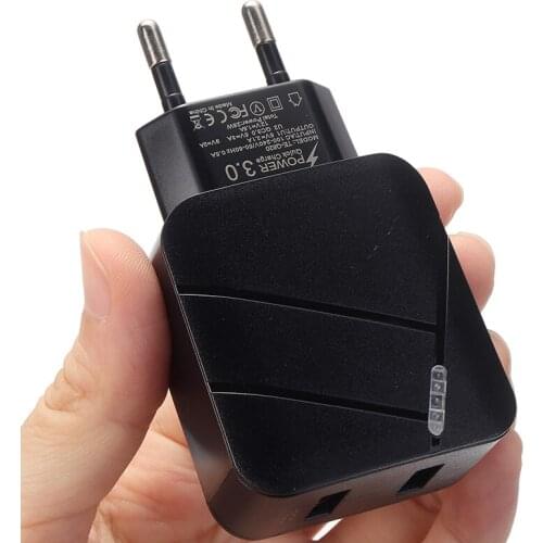 28W Dual USB Wall Fast Charger Phone Power Adapter QC 3.0+2.1A Quick Charge Cell Phone Replace Accessories EU Plug
