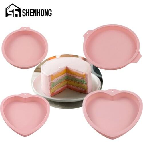 SHENHONG 6/8 inch Silicone Molds Round Cake Pans Heart-Shaped Mousse Dessert Baking Tools Multilayer Muffin Pastry Bakeware