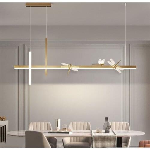 Dining Table Lamp Modern Study Room Simple Led Strip Light Garden Aisle Nordic Creative Living Room Art Dining Room Chandelier