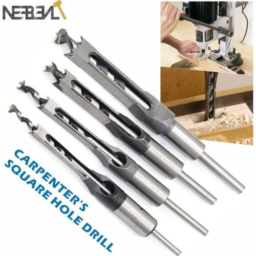 6~25mm HSS Twist Drill Bits Square Hole Saw Auger Mortise Chisel Wood Drill Bit with Twist Drill Woodworking Drill Tools Kit