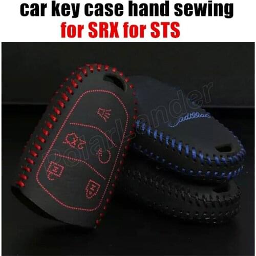 Only Red casual style hand sewing car styling Genuine quality leather car key case cover fit for CADILLAC L/ATSL/SRX/STS
