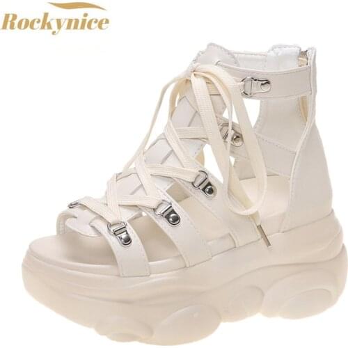 High Heels Punk Sandals Women Beach Shoes Brand 2021 New Summer Wedges Ladies Sandal Platform Chunky Shoes Sandalias Mujer 8cm