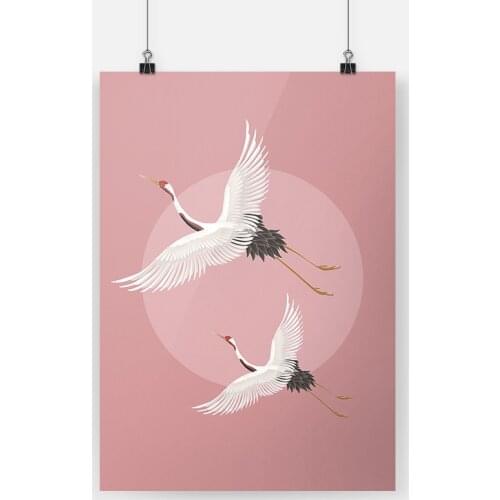 Japanese Style Cranes Vintage Poster Canvas Painting Wall Art Decor Living Room Bedroom Study Home Decoration Prints