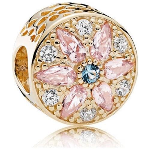 High-quality 925 Sterling Silver Pink Flower Charm Fit Pan Bracelets/necklace For Women Diy Jewelry Bead