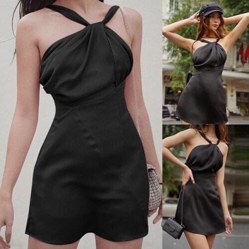 Womens Dress Sexy Wrapped Chest Sling Dress Black