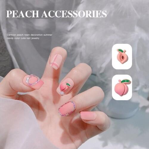 10Pcs Sweet Pink Peach 2 Designs Resin Gems For Acrylic Nails Cute Fruit Nail Art Design Fashion Charms For Nail Art Jewelry