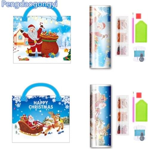 5D DIY Round Diamond Painting Christmas Santa Claus Candy Gift Bag Embroidery Cross Stitch