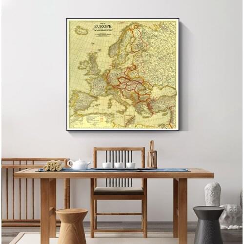 60*60cm The Europe Map in 1919 Paris Peace Conference Canvas Painting Small Poster Living Room Home Decoration School Supplies