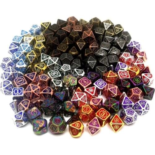 7pcs/Set For D&D Metal Dice For Dungeons & Dragons Creative RPG Dice Board Game Supplies Digital Dice Entertainment Accessories