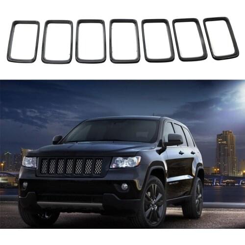 7pcs Front Grille Grill Inserted Ring Trim Cover Replacement for Jeep Grand Cherokee 2014-2016