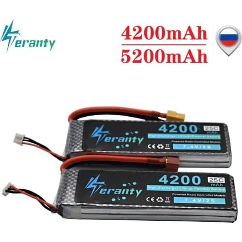 2S 7.4V 4200mAh 5200mAh LiPo Battery for RC Drones Airplanes Helicopters Cars Boats Robots 7.4V Lipo Battery With T/XT60/TRX/JST