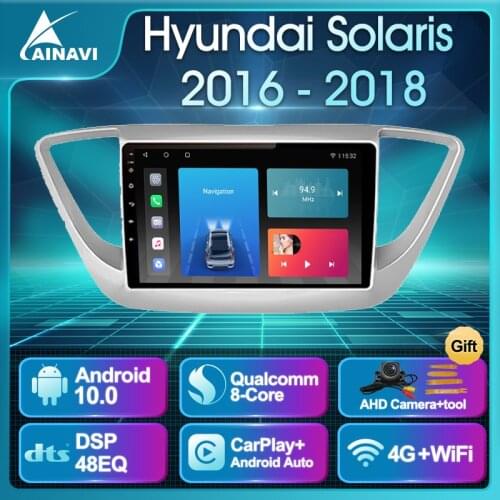 Car Radio Android 10.0 QLED For Hyundai Solaris 2 Verna 2016-2018 Auto Stereo Multimedia Video Player Navi GPS Carplay NO 2din