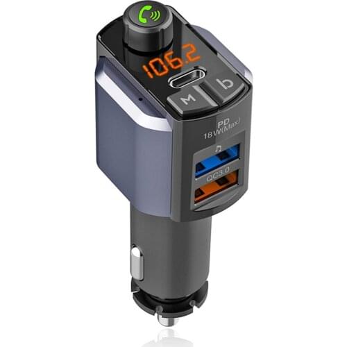 Bluetooth-compatible Car Wireless MP3 Player With BASS Subwoofer FM Transmitter Mp3 Player Car Wireless Charger PC18W