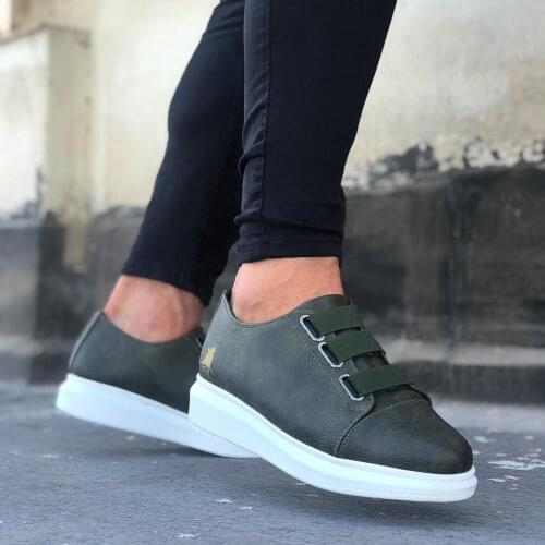 BA0026 3 Band Khaki White Thick Sole Casual Men Shoes