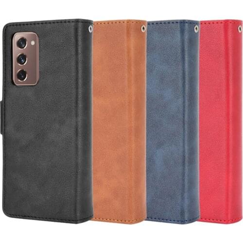 Retro Flip Cover For Coque Samsung Galaxy Z Fold 3 2 5G Magnetic Case Wallet Bag Case With Card Holder
