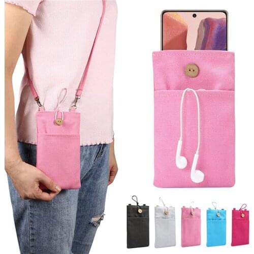 Soft Cloth Mobile Phone Pouch For Samsung Galaxy Note 20 10 S20 Ultra S8 S9 S10 Plus Case Coque Portable Slung Wallet Phone Bag
