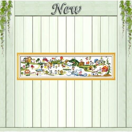Childrens playground paintings pattern printed on canvas DMC 14CT 11CT DIY Cross Stitch chinese Needlework Embroidery Sets kits