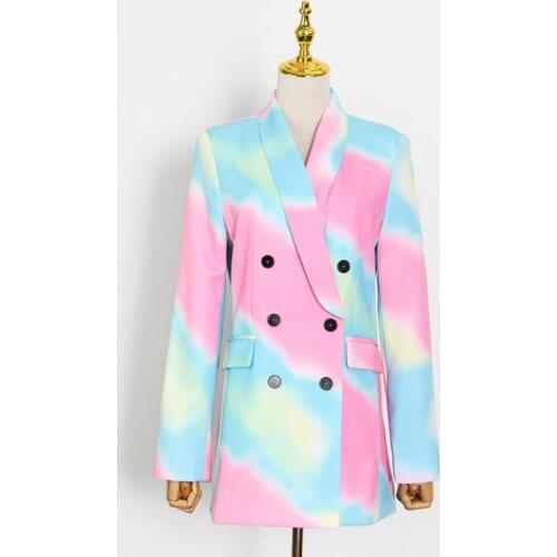 Good Quality Tie-dyeing Cloth New Fashion 2021 Designer Women Blazer Female Ladies Long Sleeve Elegant Office Jackets Coats