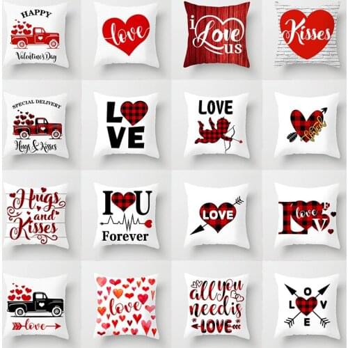 Valentines Day Cushion Cover Home Decor Heart Lover Throw Pillows Wedding Christmas Decoration Pillowcase