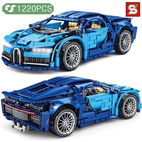 SY Sports Racing Car Building Block Chiron Model Blue DIY Bugattied Vehicle Brick Toys Children Educational Gifts for Boys Kids