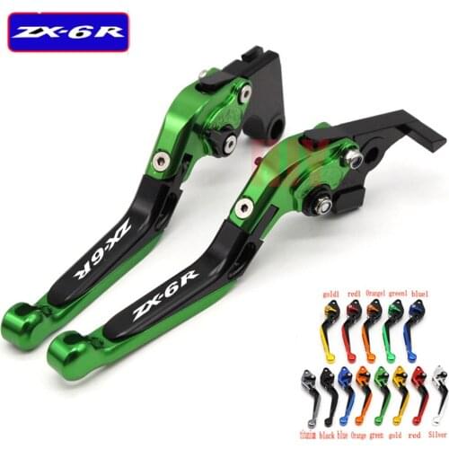 Laser Logo CNC Adjustable Motorcycle Brake Clutch Levers For Kawasaki ZX6R ZX-6R ZX 6R 2000 2001 2002 2003 2004