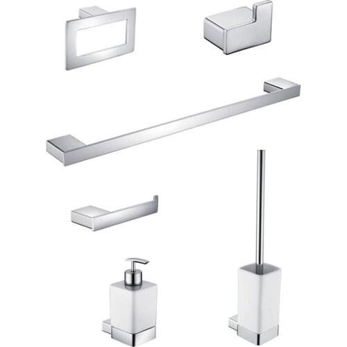 Aluminum Bathroom Accessories Sets Soap Wall Dispenser Ceramic Toilet Brush Holder Toilet Roll Paper Holder Robe Hook Towel Hold