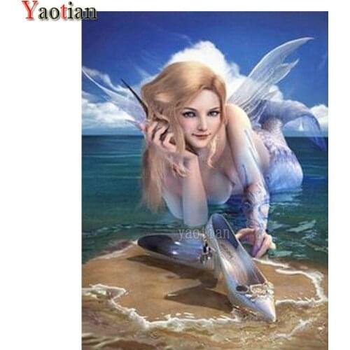 5D Diamond Painting Full Square Elf Girl Crystal Shoes Diamond Embroidery Cross Stitch Kit Mermaid Needlework New Arrival