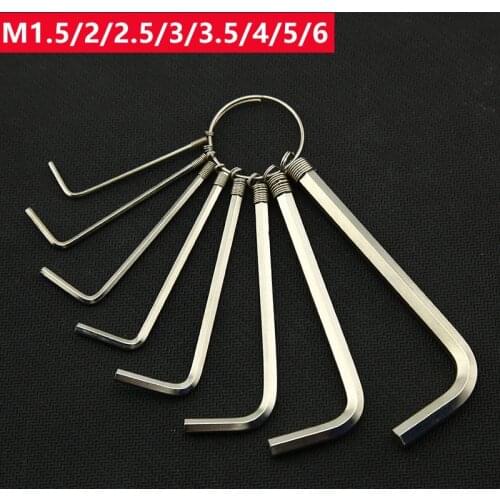 RC Tools Hex Key Allen Wrench Set 8 In 1 1.5mm~6mm Metric Hand Tool Kit Box Key Chain Wrench
