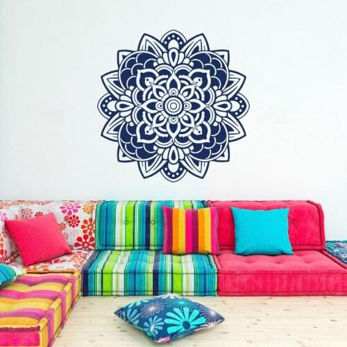 Wall Decal Mandala Flowers Wall Art Decor India Bohemian Moroccan Ornament Bedroom Interior Design Yoga Studio Muurstickers WW-9