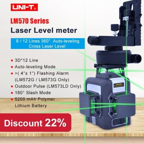 UNI-T LM570 Series Laser Level meter 8 Lines 12 Lines 360 degree Auto-leveling Cross Laser Level meter LM572G LM573G LM573LD
