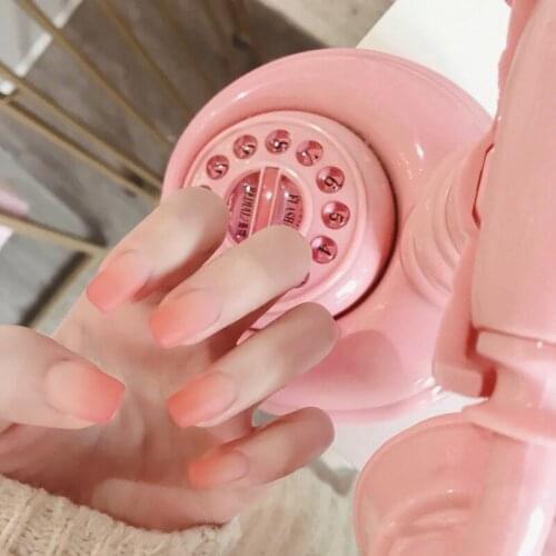 24pcs Women Pure Color Fashion Fake Nails With Glue Girls Sweet Pink Frosted Matte Wearable Fake Nails Press On Square Head DL