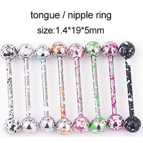 New Arrival Chic 8Pcs Stainless Steel Crystal Ball Tongue Bars Ring Ear Nail Clasp Ear Bone Barbell Body Piercing Jewelry