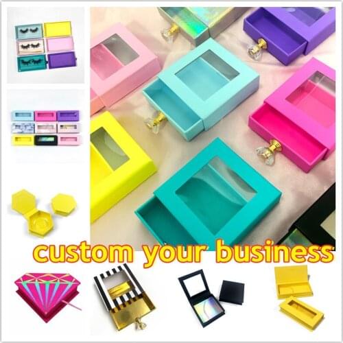 Wholesale Bright color Packing box for eyelash blank eyelashes package Multicolor box Eyelashes open window pull up hexagon box