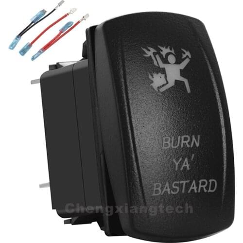 BURN YA'BASTARD White Led Rocker Switch 3 Pin On-Off SPST 12V/20A 24V/10A + Jumper Wires Set for Car Boat Waterproof