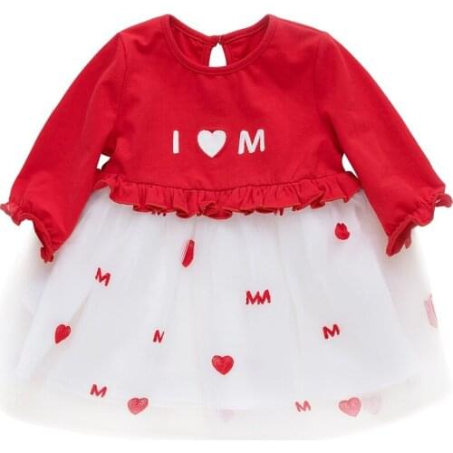 Vlinder Baby Girl Dresses Baby girl Clothes Summer Birthday Dresses Red long-sleeved Embroider flower dress 9M~4T girls clothes