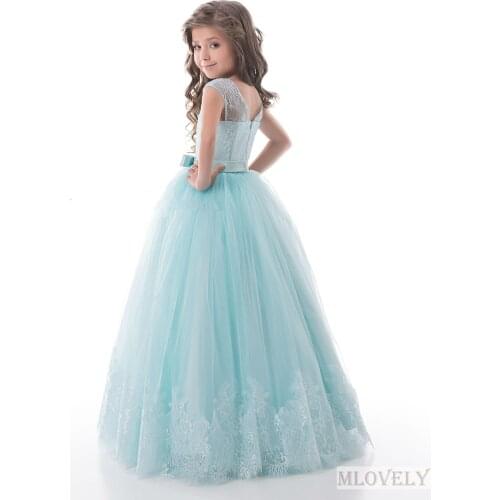 Cheap Ligh Blue Girls Pageant Dress Birthday Party Gowns for2 4 6 8 10 12 Year