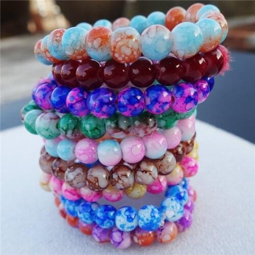 Kids Girls Crystal Beads Bracelet Colorful Stretch Wristband With Rhinestone Spacers Children Gift 12Pcs/lot Mix Colors