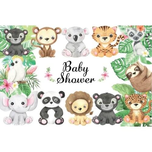 Cartoon Animal Baby Shower Birthday Backdrop Party Room Decor Photo Booth Studio Prop
